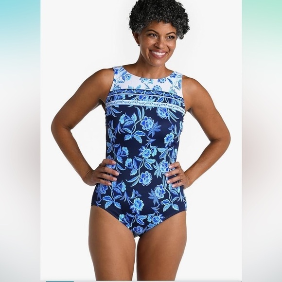 NWT Maxine Of Hollywood Women's Standard High Neck Maillot One Piece Swimsuit 12 - Picture 1 of 6